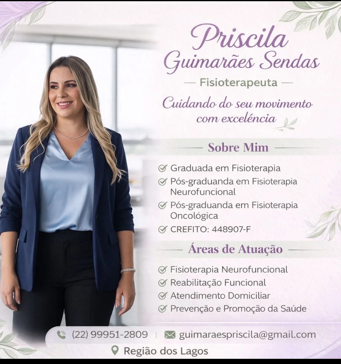 Priscila Pereira Guimarães sendas fisioterapeuta em Cabo Frio | Agilpass